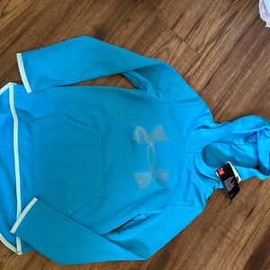 Under armour blue hoodie, size medium girls